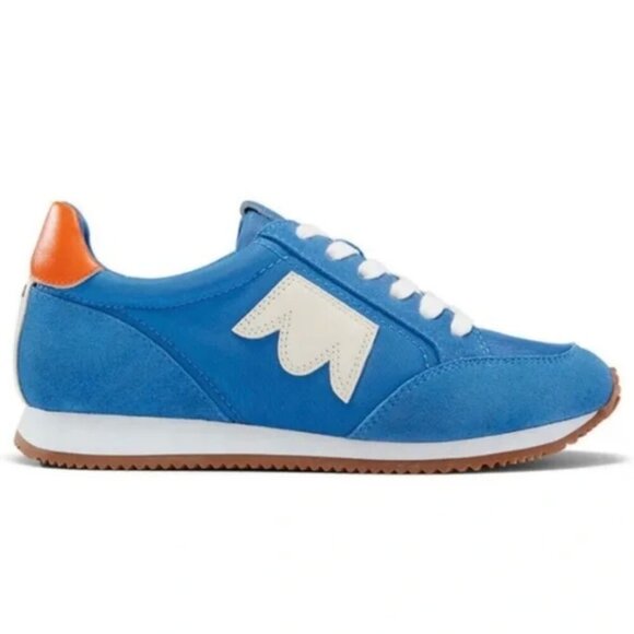 Birdies Shoes - Birdies ‘The Roadrunner’ Suede Athletic Sneakers, Ultramarine Blue/Orange, 8.5